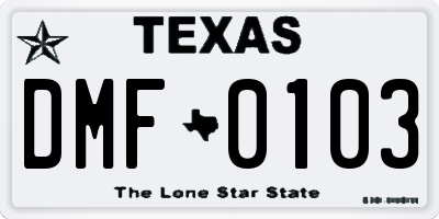TX license plate DMF0103