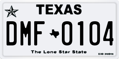 TX license plate DMF0104