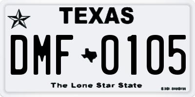 TX license plate DMF0105
