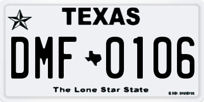 TX license plate DMF0106