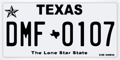 TX license plate DMF0107
