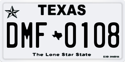 TX license plate DMF0108