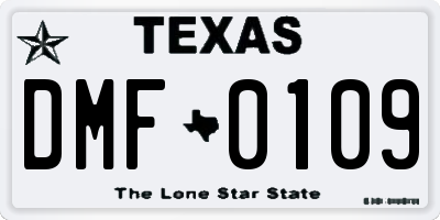 TX license plate DMF0109