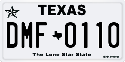TX license plate DMF0110