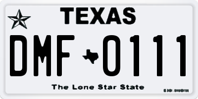 TX license plate DMF0111
