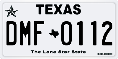 TX license plate DMF0112