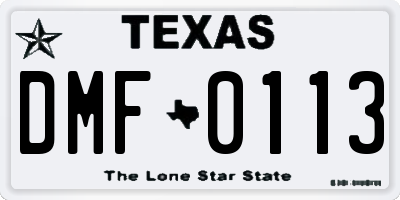TX license plate DMF0113