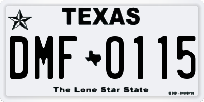 TX license plate DMF0115