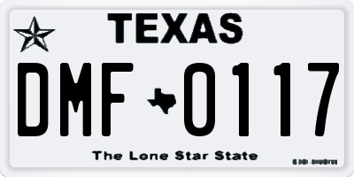TX license plate DMF0117