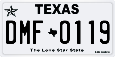 TX license plate DMF0119
