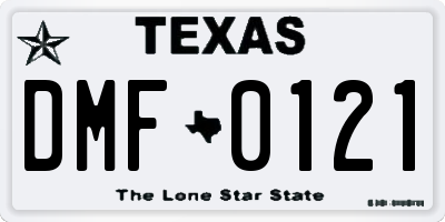 TX license plate DMF0121