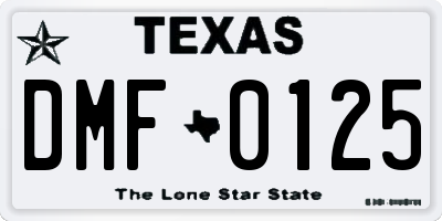 TX license plate DMF0125