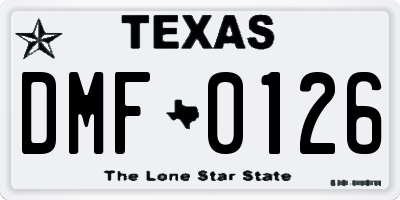 TX license plate DMF0126