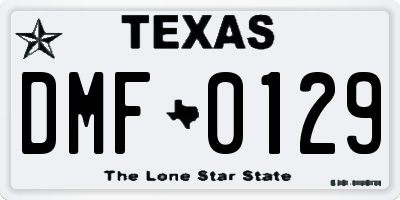 TX license plate DMF0129