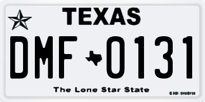 TX license plate DMF0131