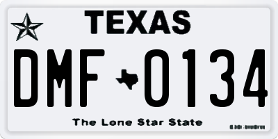TX license plate DMF0134