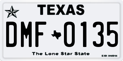 TX license plate DMF0135