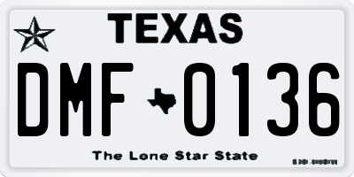 TX license plate DMF0136