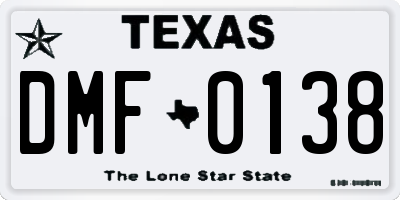 TX license plate DMF0138