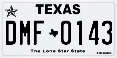 TX license plate DMF0143
