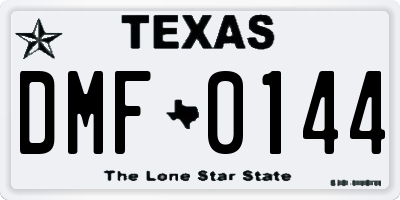TX license plate DMF0144