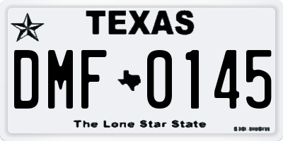 TX license plate DMF0145