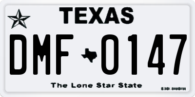 TX license plate DMF0147