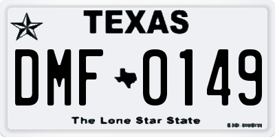 TX license plate DMF0149