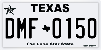 TX license plate DMF0150