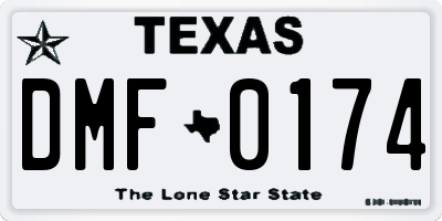 TX license plate DMF0174