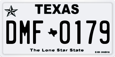 TX license plate DMF0179
