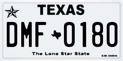 TX license plate DMF0180