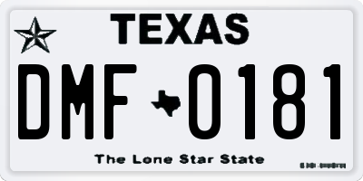 TX license plate DMF0181