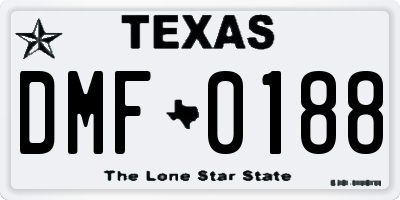 TX license plate DMF0188
