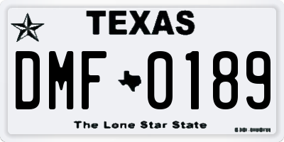 TX license plate DMF0189