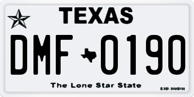 TX license plate DMF0190
