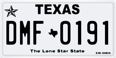 TX license plate DMF0191