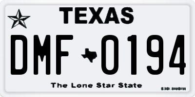 TX license plate DMF0194