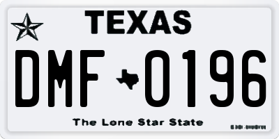 TX license plate DMF0196