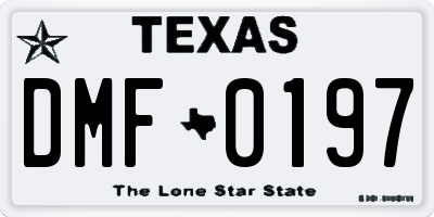 TX license plate DMF0197