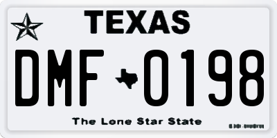 TX license plate DMF0198