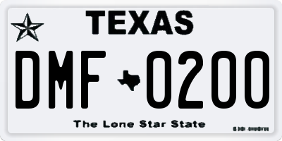 TX license plate DMF0200