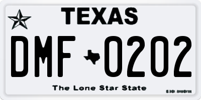 TX license plate DMF0202