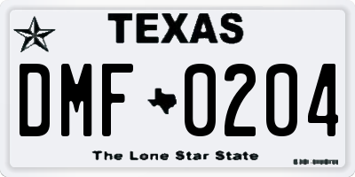 TX license plate DMF0204