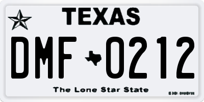 TX license plate DMF0212