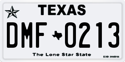 TX license plate DMF0213