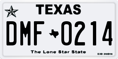 TX license plate DMF0214