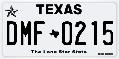 TX license plate DMF0215