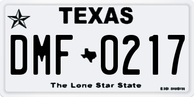 TX license plate DMF0217
