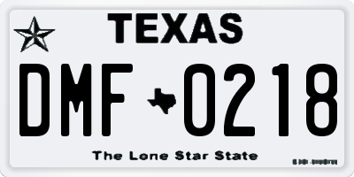 TX license plate DMF0218